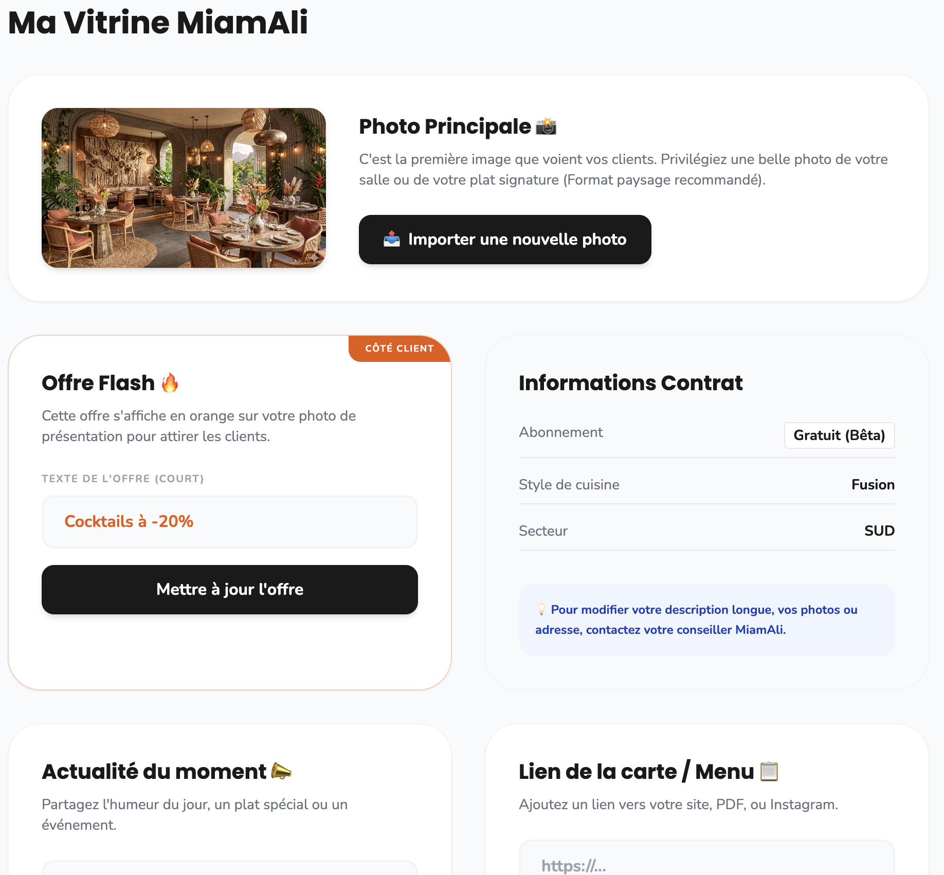 Dashboard MiamAli